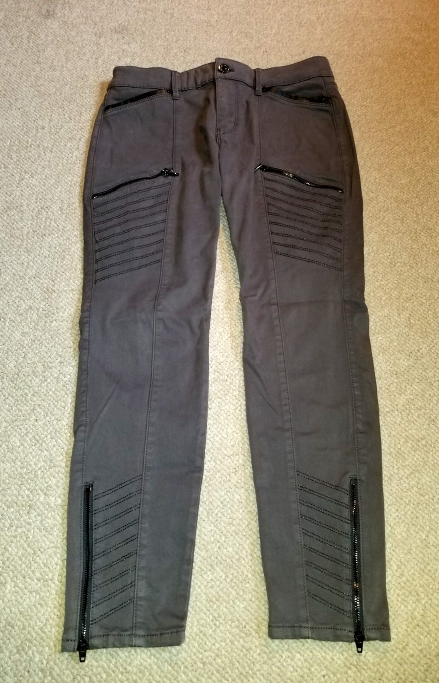 Womens Jeans-WHITE HOUSE BLACK MARKET-grey "The Skinny Ankle; Classic Rise"-4P